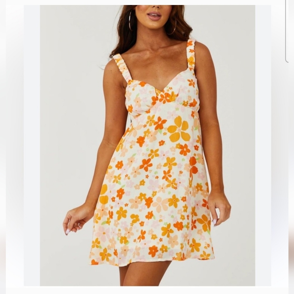Le Lis Orange and Pink Floral Dress-size Small